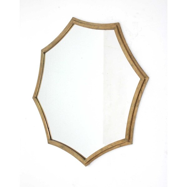 Homeroots Contemporary Cosmetic Mirror with Minimalist Gold Curved Hexagon Frame - 274589