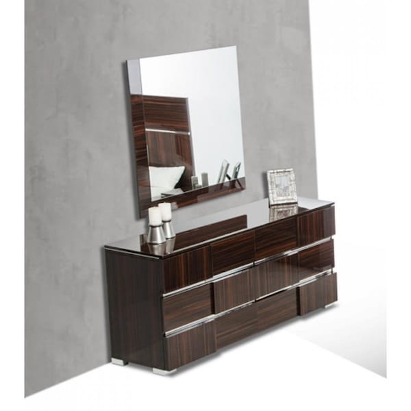 Gfancy Fixtures Italian Modern Lacquer Mirror - Ebony - GF2472956