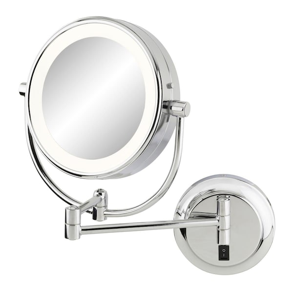 Kd Gabinetes Hardwired Neo Modern LED Lighted Wall Mirror, Chrome - KD2754622