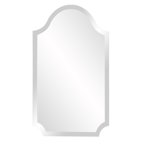 Homeroots Minimalist Rectangle Arched Glass Mirror with Beveled Edge & Scalloped Corners - 383711