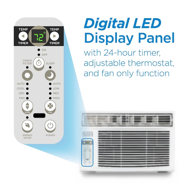 Black & Decker Window Air Conditioner, 115, 22.4 in W. - BD08WT6