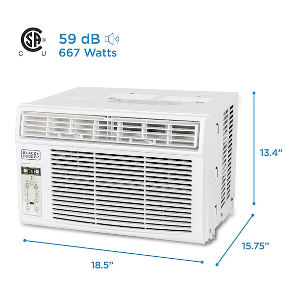 Black & Decker Window Air Conditioner, 115, 22.4 in W. - BD08WT6