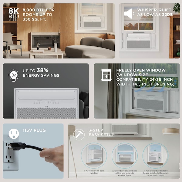 Tcl Q-Series 8,000 BTU Smart Window Air Conditioner H8W4KW - H8W4KW