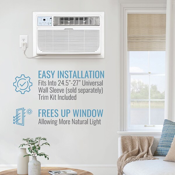 Keystone 8,000 BTU 115V Through-the-Wall Air Conditioner with Follow Me LCD Remote Control - KSTAT08-1D