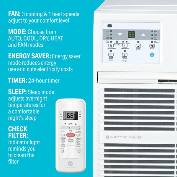 Arctic Wind 14,000 BTU 230V Through the Wall Air Conditioner with Remote Control - 3AWTW140002A