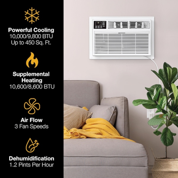 Whirlpool 10,000 BTU 230V Through the Wall Air Conditioner with Supplemental Heat - WHAT102-HAW