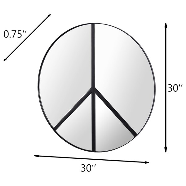 Varaluz Paz 30-In Round Peace Sign Accent Mirror In Black - 4DMI0117