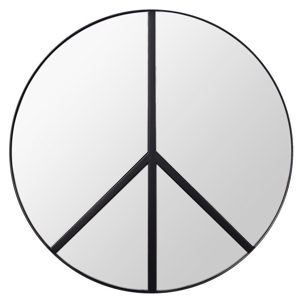 Varaluz Paz 30-In Round Peace Sign Accent Mirror In Black - 4DMI0117