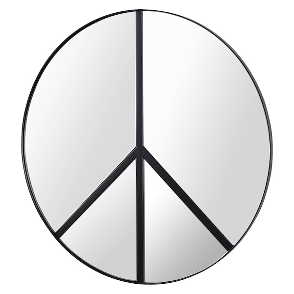 Varaluz Paz 30-In Round Peace Sign Accent Mirror In Black - 4DMI0117