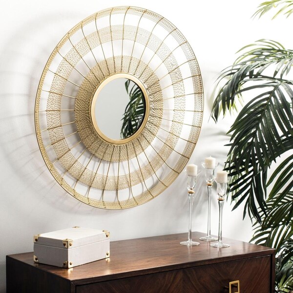 Safavieh Round Acton Mirror, Brass - 28 x 28 x 2 in. - MIR4100A