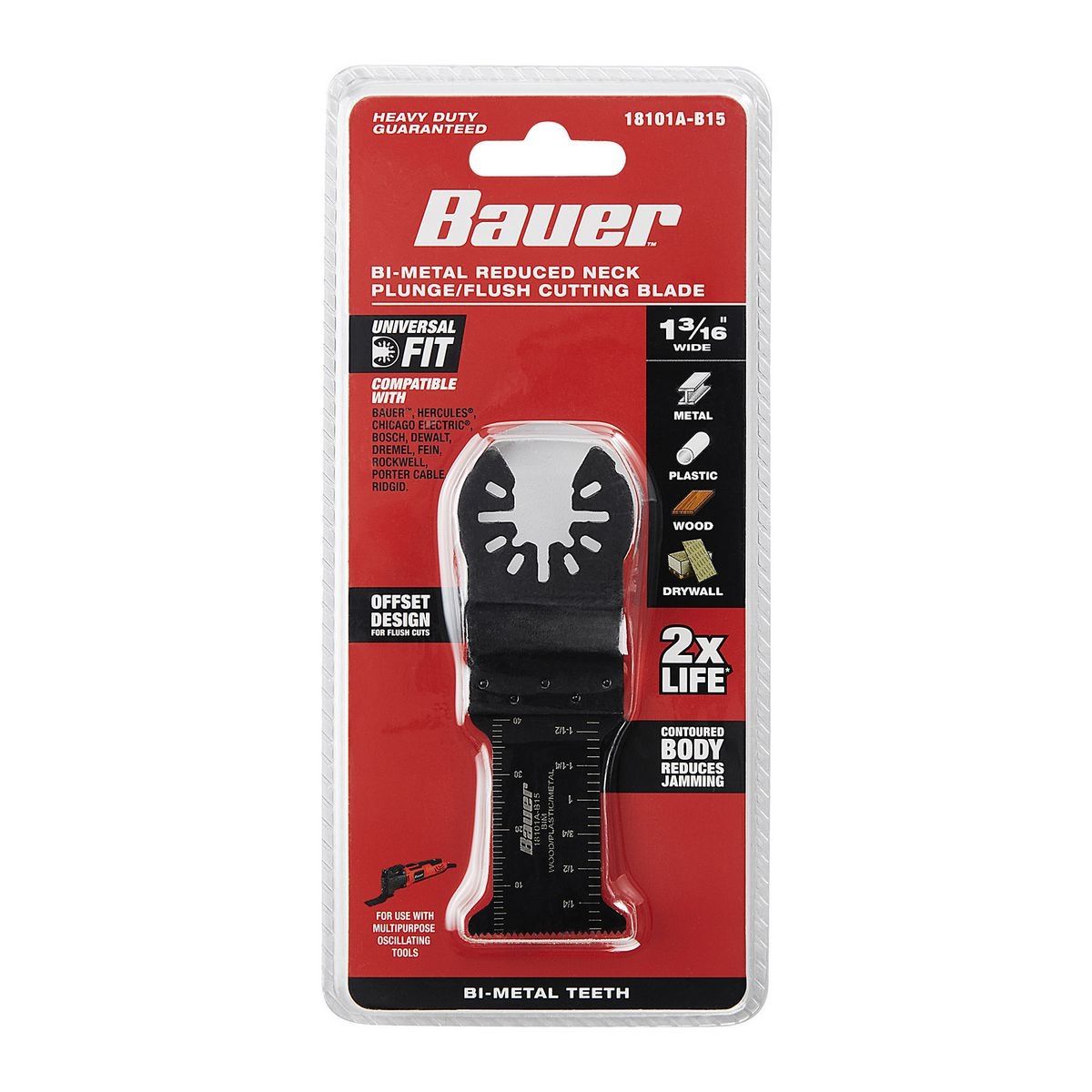 Cuchilla de corte de inmersión/flush de vástago reducido bimetálica Bauer de 1-3/16 pulgadas para herramientas múltiples oscilantes - 64962
