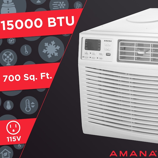 Amana 15,000 BTU 115V Window-Mounted Air Conditioner with Remote Control - AMAP151CW