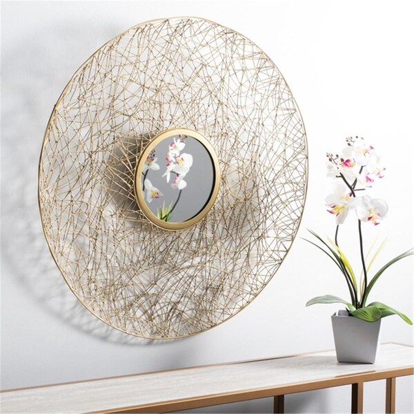 Safavieh Round Harner Mirror, Brass - 30 x 30 x 1.5 in. - MIR4092A