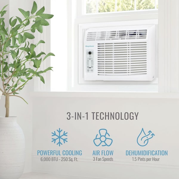 Keystone 6,000 BTU Window-Mounted AC with "Follow Me" LCD Remote Control - KSTAW06CE
