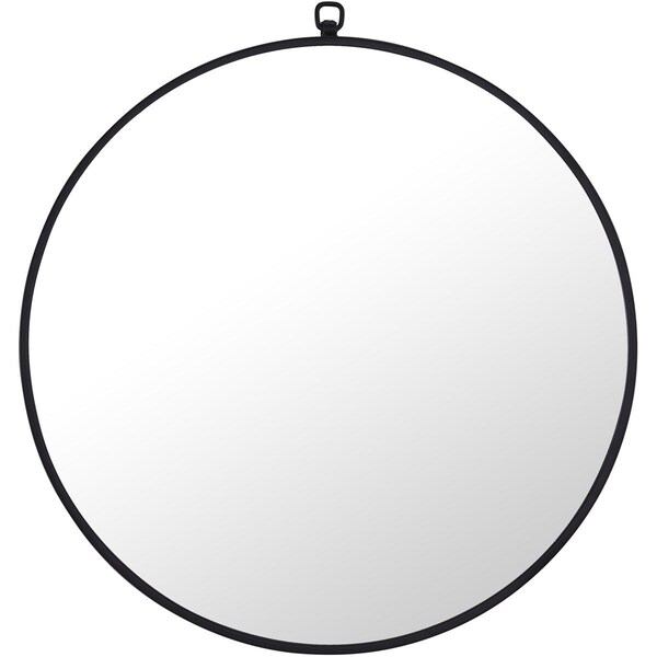 Convenience Concepts 24 x 24 in. Eternity Metal Frame Round Mirror with Decorative Hook - Black - HI2961440