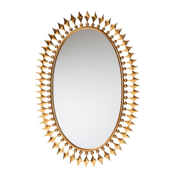 Baxton Studio Rogier Modern Glam and Luxe Antique Goldleaf Metal Accent Wall Mirror - 229-12930-ZORO