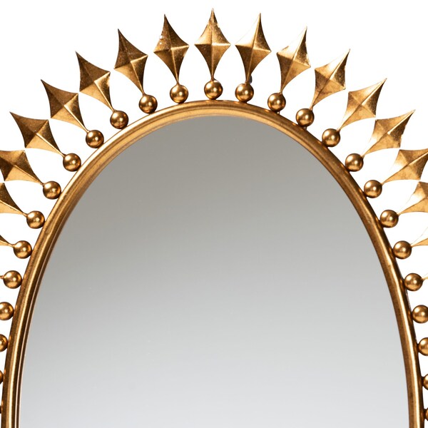 Baxton Studio Rogier Modern Glam and Luxe Antique Goldleaf Metal Accent Wall Mirror - 229-12930-ZORO