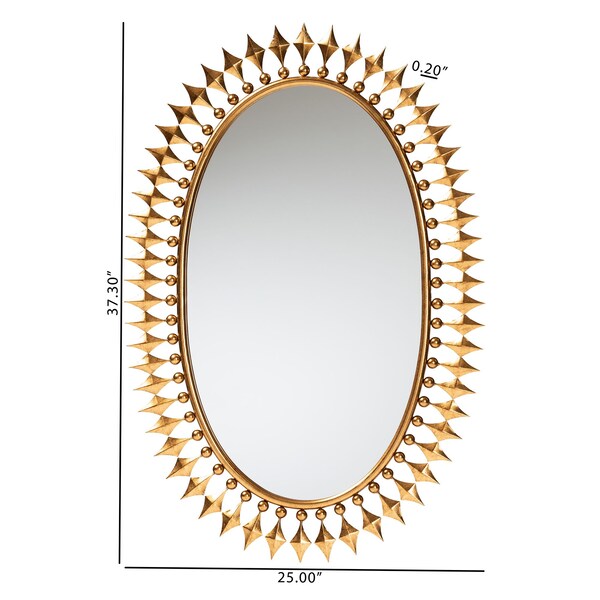 Baxton Studio Rogier Modern Glam and Luxe Antique Goldleaf Metal Accent Wall Mirror - 229-12930-ZORO