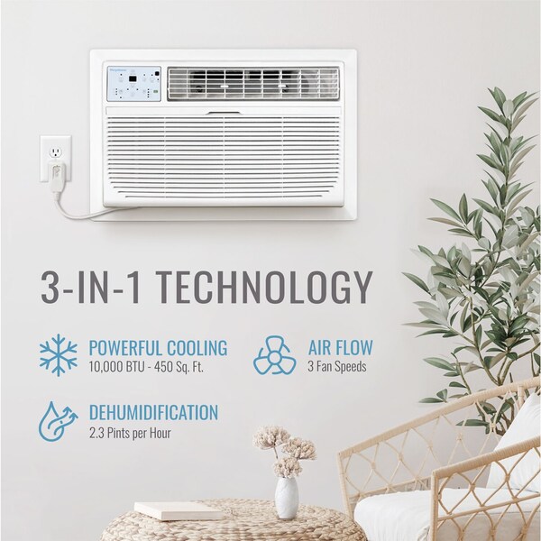 Keystone 10,000 BTU 115V Through-the-Wall Air Conditioner with Follow Me LCD Remote Control - KSTAT10-1D