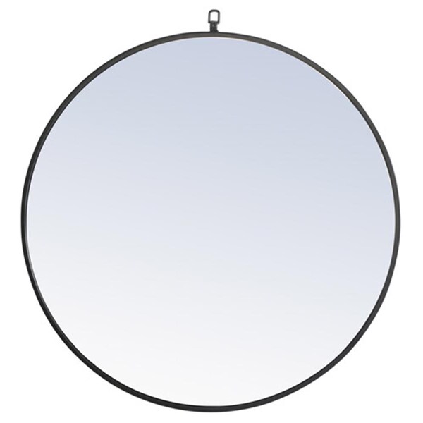 Doba-Bnt 32 in. Eternity Metal Frame Round Mirror with Decorative Hook, Black - SA2961425