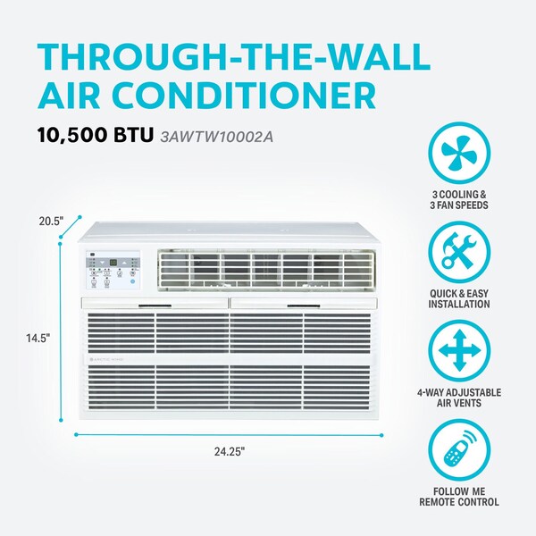 Arctic Wind 10,500 BTU 230V Through the Wall Air Conditioner with Remote Control - 3AWTW10002A