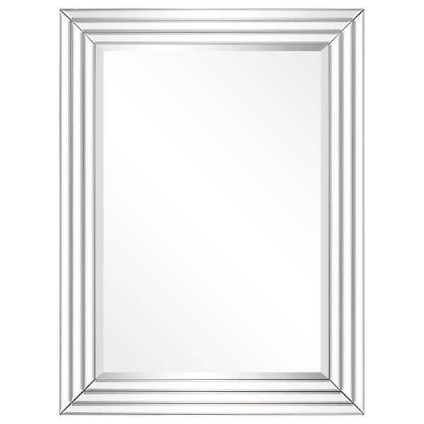 Sekkusu Furniture 30 x 40 in. Solid Wood Frame Covered Wall Mirror, Multi Faceted Mirrored Bars, 1 in. Beveled Edge - SE2573379