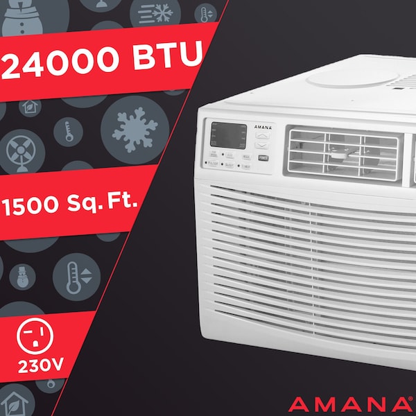 Amana 24,000 BTU 230V Window-Mounted Air Conditioner with Remote Control - AMAP242CW