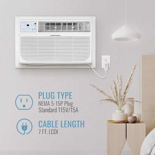 Keystone 8,000 BTU 115V Through-the-Wall Air Conditioner with 4,200 BTU Supplemental Heat Capability - KSTAT08-1HD