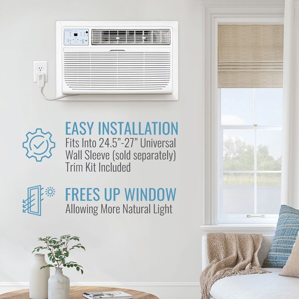 Keystone 12,000 BTU 230V Through-the-Wall Air Conditioner with 10,600 BTU Supplemental Heat Capability - KSTAT12-2HD