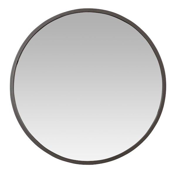 Rickis Rugs Bali Modern Round Wall Mirror, Gray - 24 in. - RI2522612