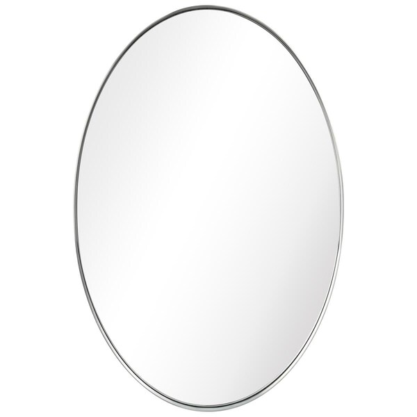 Solid Storage Supplies Ultra Brushed Silver Stainless Steel Oval Wall Mirror - SO2958826
