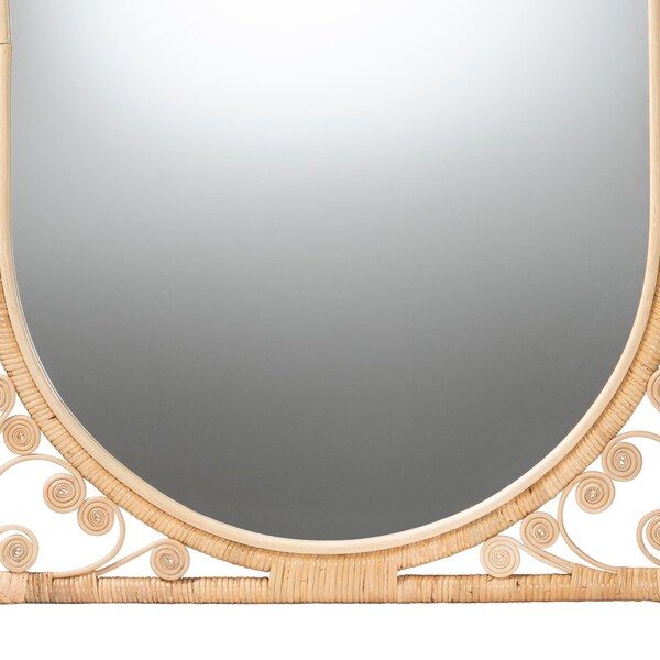 Bali & Pari Isley Modern Bohemian Natural Brown Rattan Accent Wall Mirror - 242-13559-ZORO