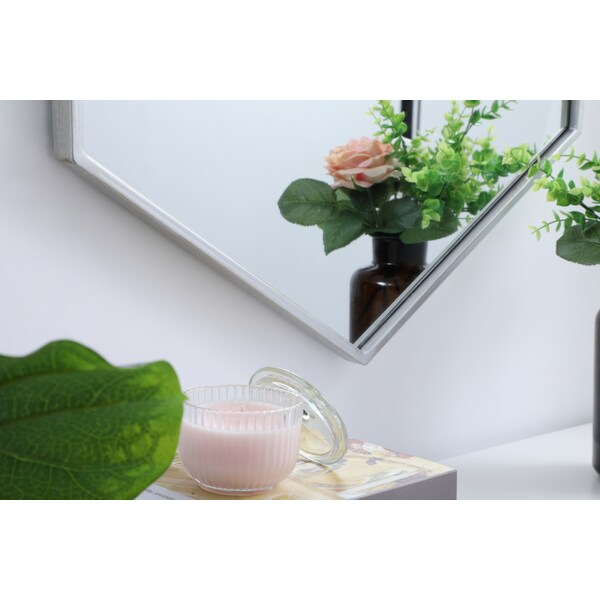 Elegant Decor Metal Frame Hexagon Mirror 24 Inch In Silver - MR4424S