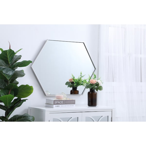 Elegant Decor Metal Frame Hexagon Mirror 24 Inch In Silver - MR4424S