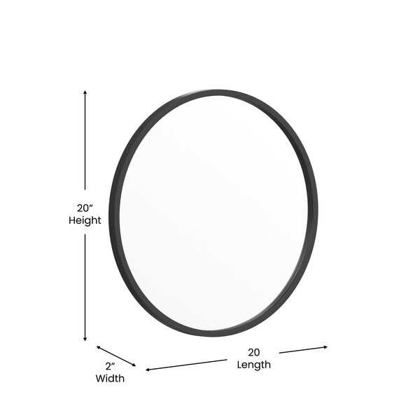 Flash Furniture 20" Round Black Metal Framed Accent Wall Mirror - HFKHD-0GD-CRE8-981315-GG