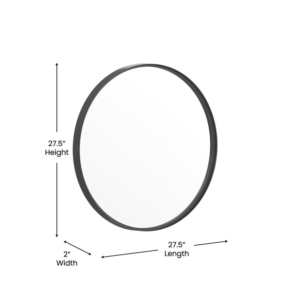 Flash Furniture 27.5" Round Black Metal Framed Accent Wall Mirror - HFMHD-75G-CRE8-412315-GG