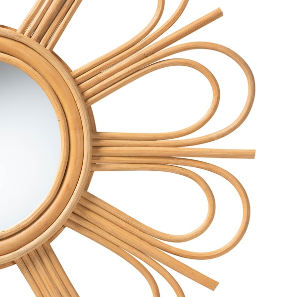 Baxton Studio Sakura Modern Bohemian Natural Brown Rattan Accent Wall Mirror - 211-12757-ZORO