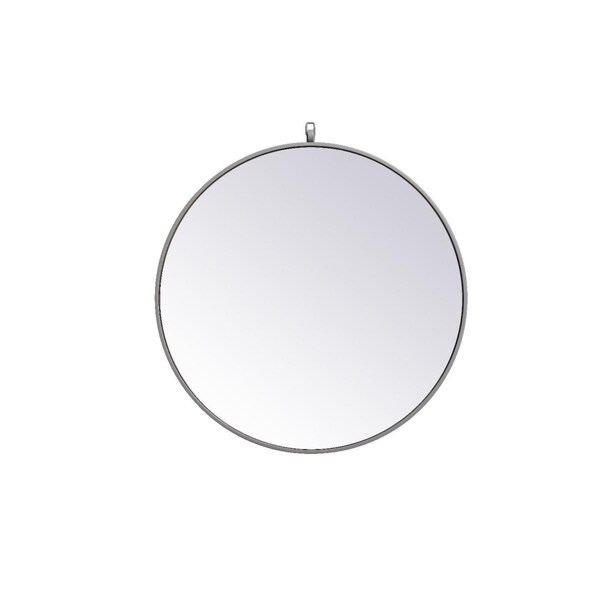 Elegant Decor 28 in. Metal Frame Round Mirror with Decorative Hook, Grey - MR4054GR
