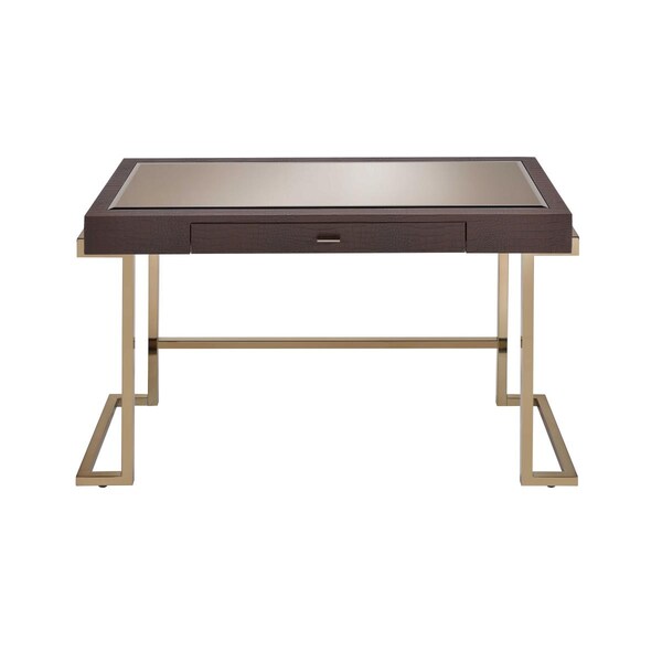 Salle De Bain Usa 30 x 44 x 19 in. Mirror & MDF Desk - Espresso PU & Champagne - SA3091702