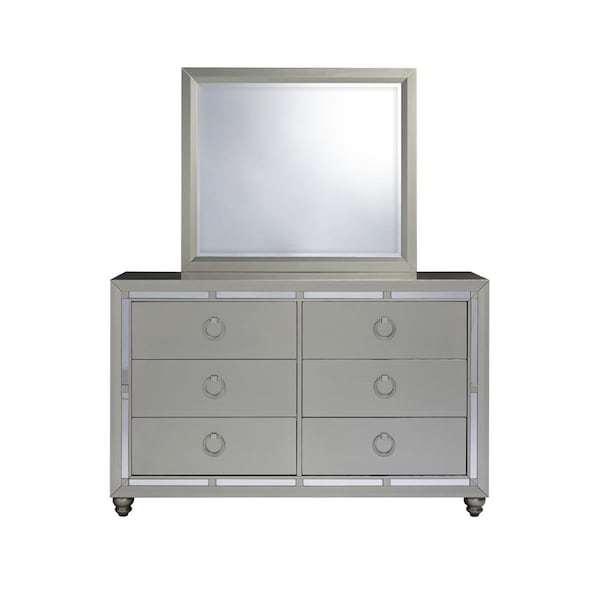 Gfancy Fixtures Modern Tone Mirror with Sleek Wood Trim, Silver - GF2467718