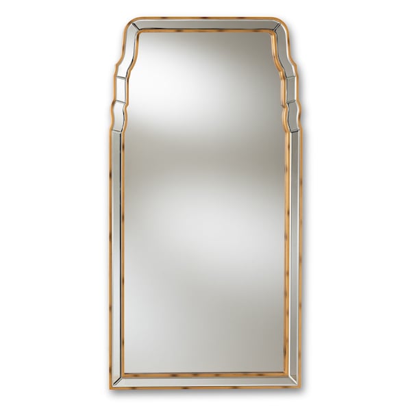 Baxton Studio Alice Modern Queen Anne Style Antique Gold Finished Accent Wall Mirror - 150-8892