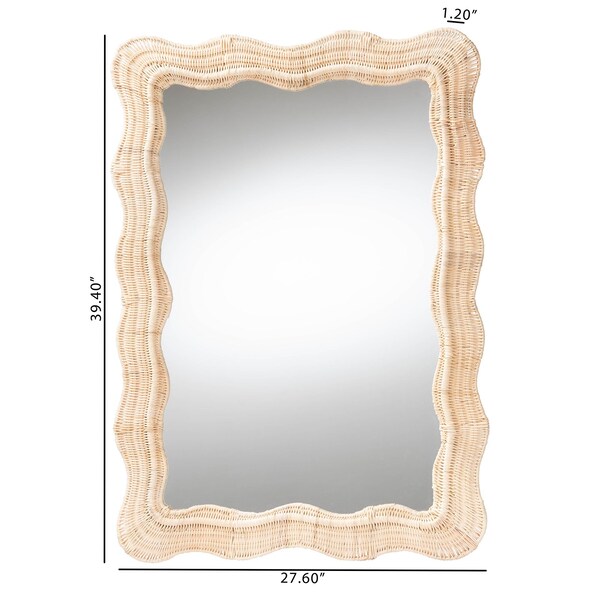 Bali & Pari Hasana Bohemian Natural Scallop Rattan Accent Wall Mirror - 245-13718-ZORO