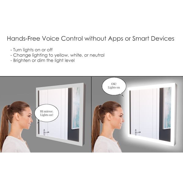 Castello Usa Smart Angelina 60 x 30 LED Smart Mirror with Voice Commands - CB-SM432-60-30