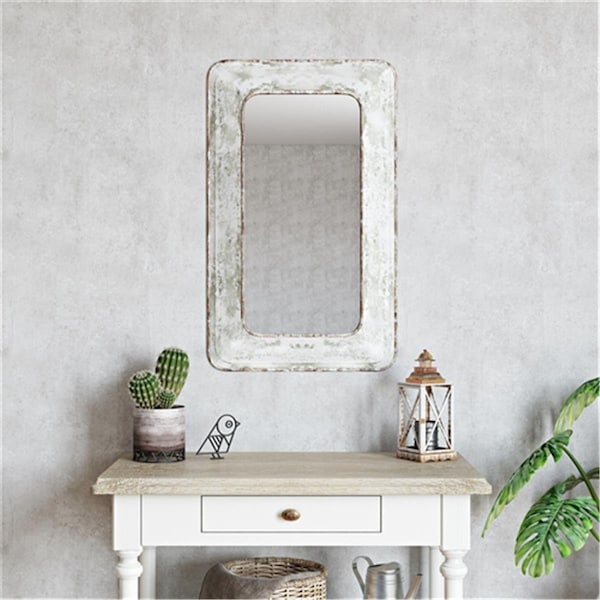 Rickis Rugs Jaycee Farmhouse Wall Mirror, White - RI2522604