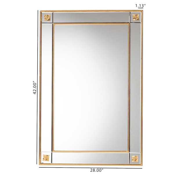 Baxton Studio Iara Modern Glam and Luxe Antique Goldleaf Finished Wood Accent Wall Mirror - 224-12927-ZORO