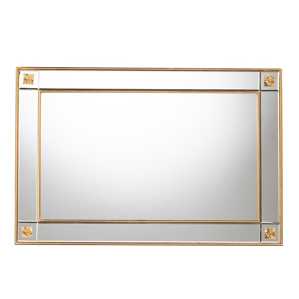 Baxton Studio Iara Modern Glam and Luxe Antique Goldleaf Finished Wood Accent Wall Mirror - 224-12927-ZORO