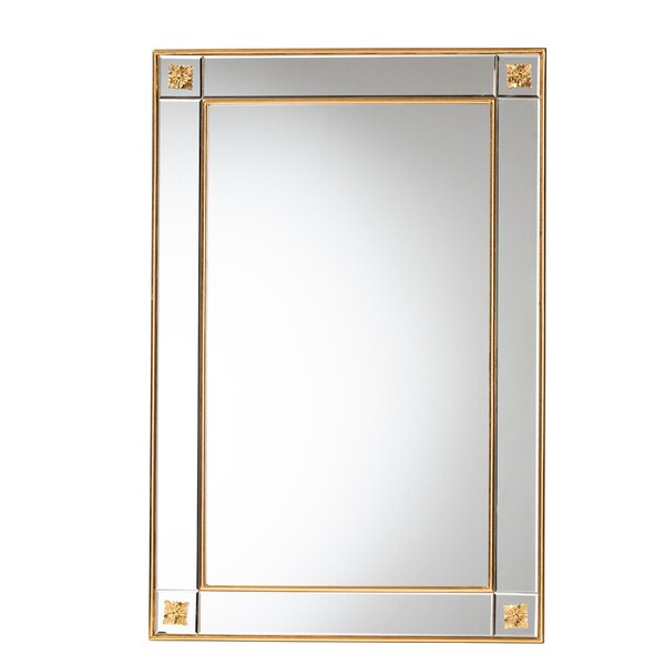 Baxton Studio Iara Modern Glam and Luxe Antique Goldleaf Finished Wood Accent Wall Mirror - 224-12927-ZORO