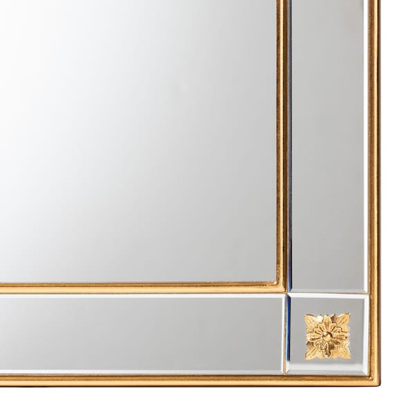 Baxton Studio Iara Modern Glam and Luxe Antique Goldleaf Finished Wood Accent Wall Mirror - 224-12927-ZORO