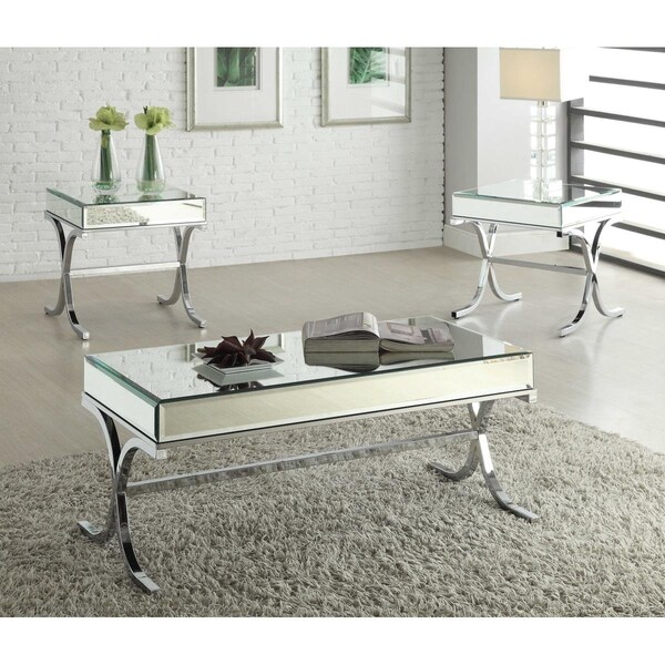 Salle De Bain Usa 22 x 21 x 21 in. Mirrored Top Tube End Table - Chrome - SA2627065