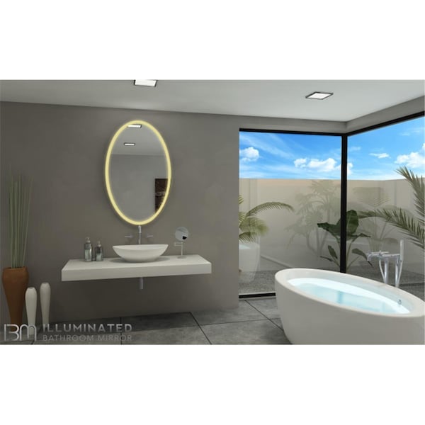 Paris Mirror 3000K Warm Color Galaxy Illuminated Lighted Oval Mirror - 48 x 30 in. - GALA30483000